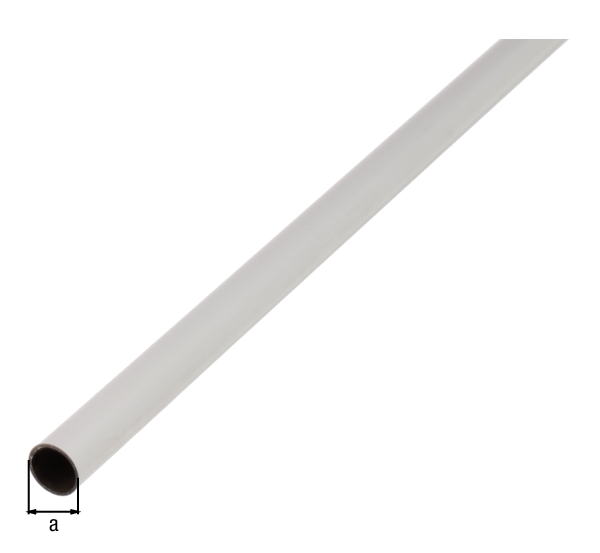 Tubo BA tondo, Materiale: alluminio, superficie: plastificata bianca RAL 9016, Ø esterno: 25 mm, Spessore del materiale: 1,5 mm, Lunghezza: 2600 mm