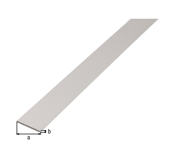 Profilé plat, Matériau: Aluminium, Finition: couleur argent, anodisée, Largeur: 30 mm, Épaisseur du matériau: 2 mm, Longueur: 2600 mm