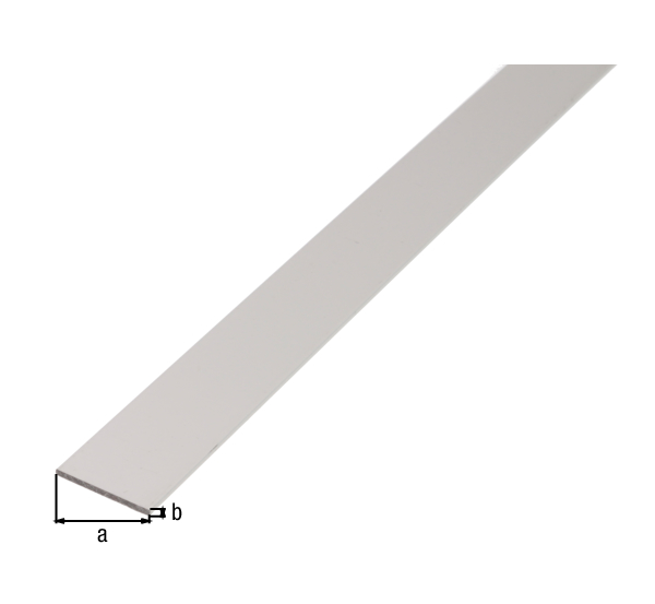 Barra piatta, Materiale: alluminio, superficie: anodizzata argento, larghezza: 15 mm, Spessore del materiale: 2 mm, Lunghezza: 2600 mm