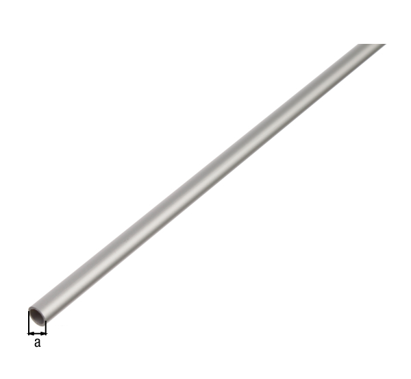Tubo tondo, Materiale: alluminio, superficie: anodizzata argento, diametro: 12 mm, Spessore del materiale: 1 mm, Lunghezza: 2600 mm