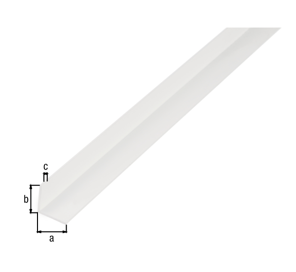 Profil kątowy, materiał: PVC-U, kolor: biały, Szerokość: 15 mm, Wysokość: 15 mm, Grubość materiału: 1,2 mm, Wersja: równoramienna, Długość: 2000 mm