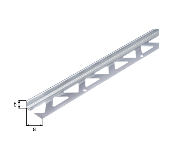 Tile end profile, Material: stainless steel, Width: 23.5 mm, Height: 10 mm, Length: 2500 mm, Material thickness: 1.00 mm
