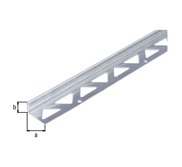 Tile end profile, Material: stainless steel, Width: 23.5 mm, Height: 12.5 mm, Length: 2500 mm, Material thickness: 1.00 mm