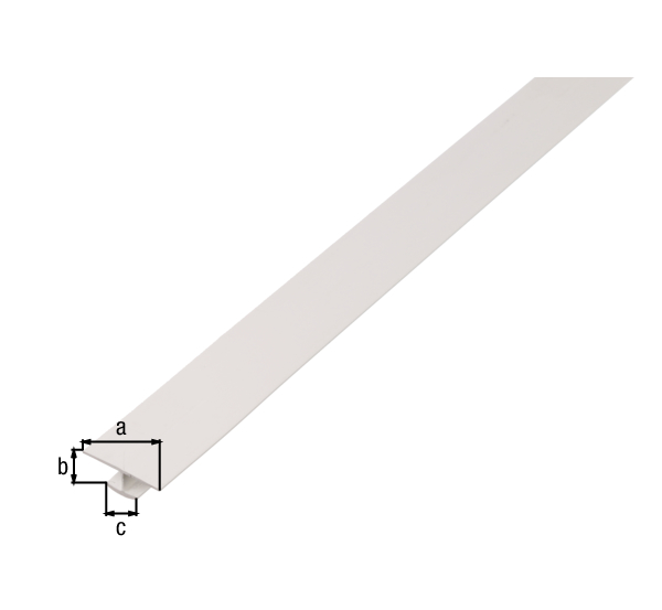 H-Profil, Material: PVC-U, Farbe: weiß, Breite oben: 25 mm, Höhe: 4 mm, Breite unten: 12 mm, Materialstärke: 1 mm, Länge: 1000 mm