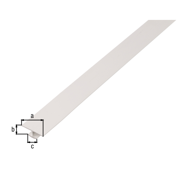 H-Profil, Material: PVC-U, Farbe: weiß, Breite oben: 25 mm, Höhe: 4 mm, Breite unten: 12 mm, Materialstärke: 1 mm, Länge: 2000 mm