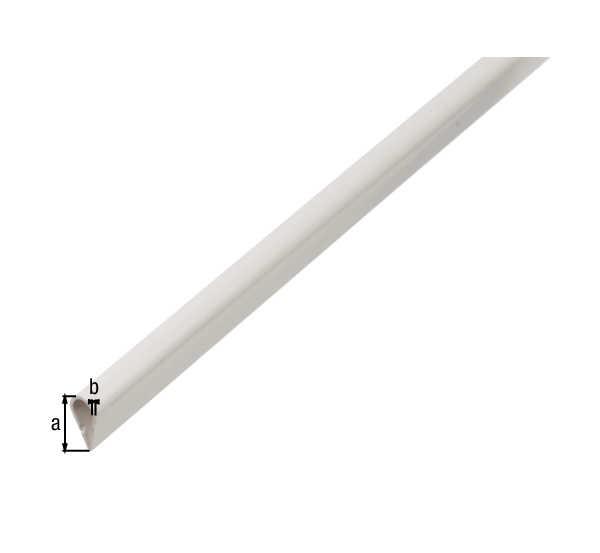 Profilo a morsa, Materiale: PVC-U, colore bianco, larghezza: 15 mm, Spessore del materiale: 0,9 mm, Lunghezza: 1000 mm