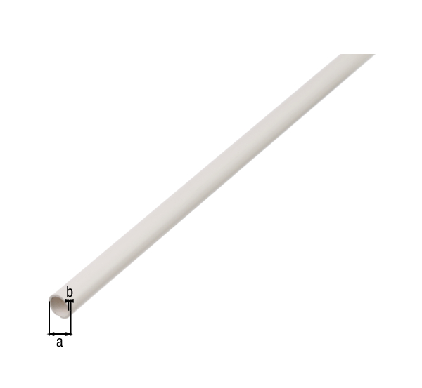 Tubo tondo, Materiale: PVC-U, colore bianco, diametro: 7 mm, Spessore del materiale: 1 mm, Lunghezza: 1000 mm