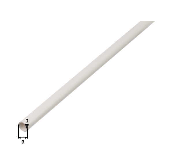 Tube rond, Matériau: PVC, couleur : blanc, Diamètre: 7 mm, Épaisseur du matériau: 1 mm, Longueur: 2000 mm