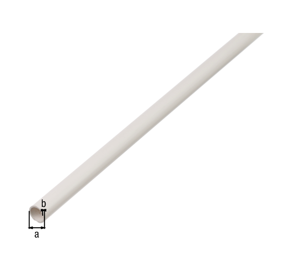 Tube rond, Matériau: PVC, couleur : blanc, Diamètre: 10 mm, Épaisseur du matériau: 1 mm, Longueur: 2000 mm