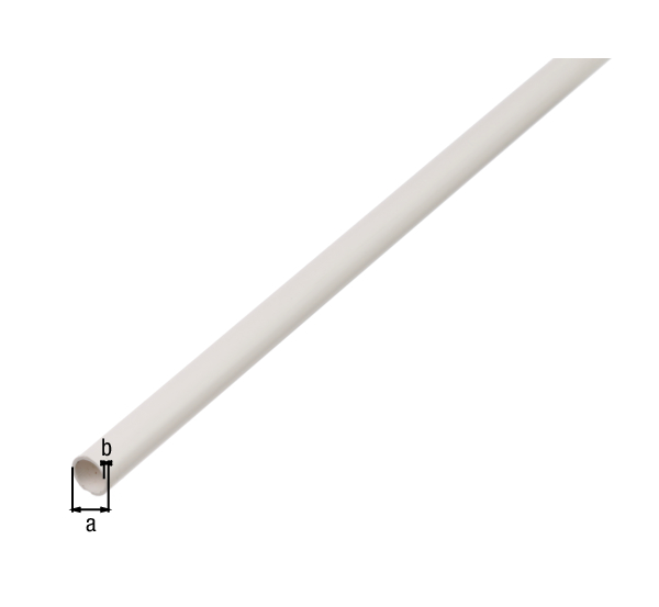 Tubo tondo, Materiale: PVC-U, colore bianco, diametro: 12 mm, Spessore del materiale: 1 mm, Lunghezza: 2000 mm