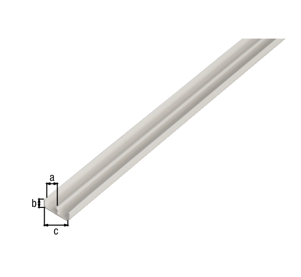 Guide rail profile bottom, Material: PVC-U, colour: white, Clear width: 6.5 mm, Height: 5 mm, Width: 16 mm, Material thickness: 1.0 mm, Length: 1000 mm