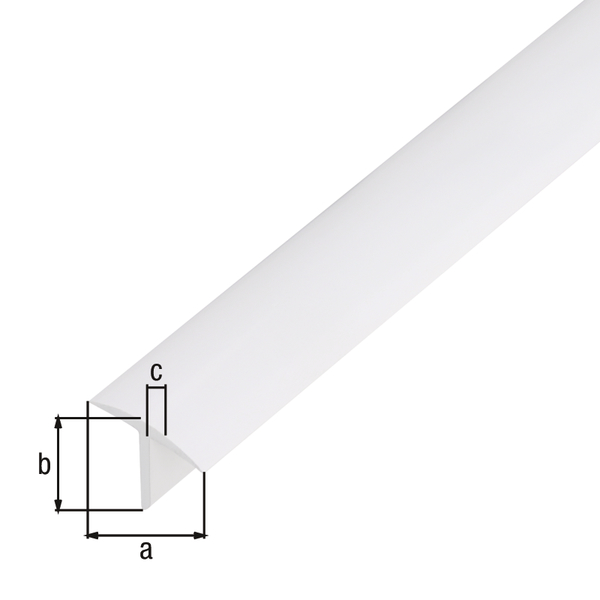 Perfil en T, Material: PVC-U, color: blanco, Anchura: 25 mm, Altura: 18 mm, Espesura del material: 2 mm, Longitud: 1000 mm