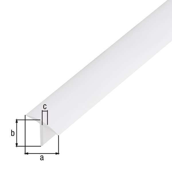 T profile, Material: PVC-U, colour: white, Width: 25 mm, Height: 18 mm, Material thickness: 2 mm, Length: 1000 mm