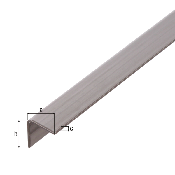 Profil kątowy, materiał: stal szlachetna, Szerokość: 10 mm, Wysokość: 10 mm, Grubość materiału: 1 mm, Wersja: równoramienna, Długość: 1000 mm