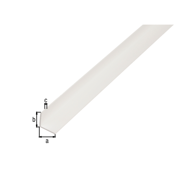 Cornière, Matériau: PVC, couleur : blanc, Largeur: 50 mm, Hauteur: 50 mm, Épaisseur du matériau: 1,2 mm, Version: côtés égaux, Longueur: 1000 mm