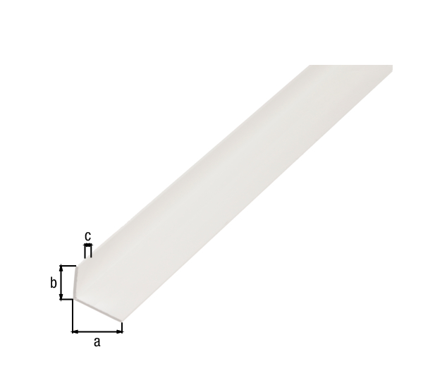 Angle profile, Material: PVC-U, colour: white, Width: 25 mm, Height: 15 mm, Material thickness: 1 mm, Type: unequal sided, Length: 1000 mm