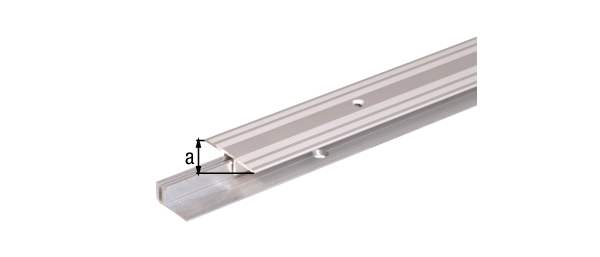 Transition profile Pro, Material: Aluminium, Surface: support profile: raw, cover profile: silver anodised, Width: 34 mm, Length: 900 mm, Material thickness: 1.50 mm, Retail packaged