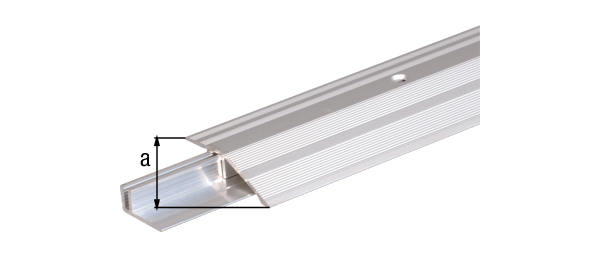 Ausgleichsprofil Pro, Material: Aluminium, Oberfläche: Trägerprofil: blank, Deckprofil: silberfarbig eloxiert, Breite: 44 mm, Länge: 900 mm, Materialstärke: 1,50 mm, SB-verpackt