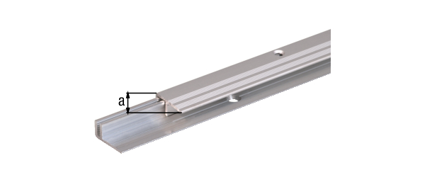 Abschlussprofil Pro, Material: Aluminium, Oberfläche: Trägerprofil: blank, Deckprofil: silberfarbig eloxiert, Breite: 22 mm, Länge: 900 mm, Materialstärke: 1,50 mm, SB-verpackt