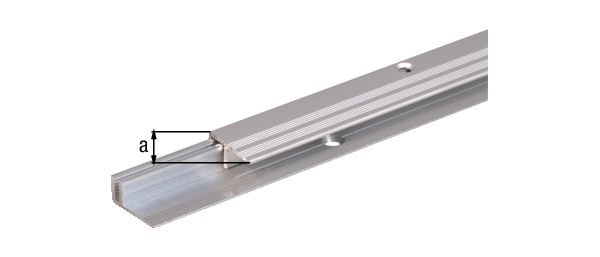 End profile Pro, Material: Aluminium, Surface: support profile: raw, cover profile: silver anodised, Width: 22 mm, For floor covering thicknesses: 7 - 15 mm, Length: 2700 mm, Material thickness: 1.50 mm