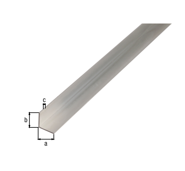 Profilo BA angolare, Materiale: alluminio, superficie: naturale, larghezza: 50 mm, altezza: 50 mm, Spessore del materiale: 3 mm, Modello: con lati uguali, Lunghezza: 1000 mm
