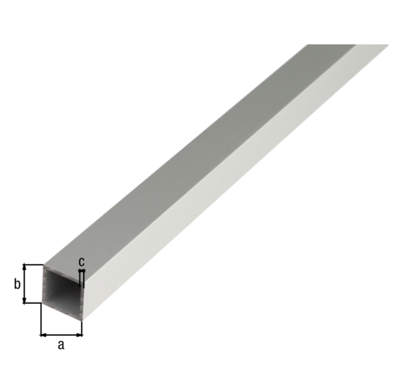 Perfil BA, cuadrado, Material: Aluminio, Superficie: natural, Anchura: 30 mm, Altura: 30 mm, Espesura del material: 2 mm, Longitud: 1000 mm