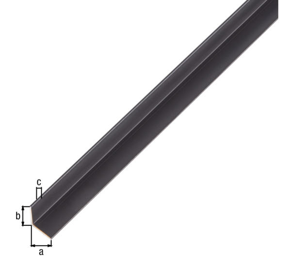 Angle profile, Material: Aluminium, Surface: black anodised, Width: 10 mm, Height: 10 mm, Material thickness: 1 mm, Type: equal sided, Length: 1000 mm