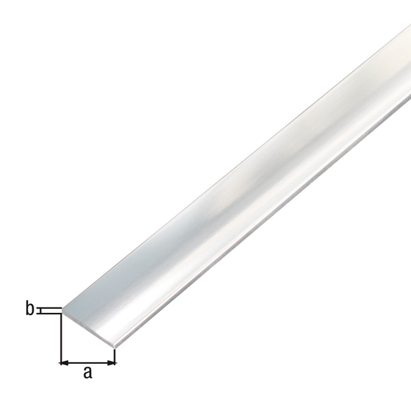 Barra piatta autoadesiva, Materiale: alluminio, superficie: cromata, larghezza: 15 mm, Spessore del materiale: 2 mm, Lunghezza: 2000 mm