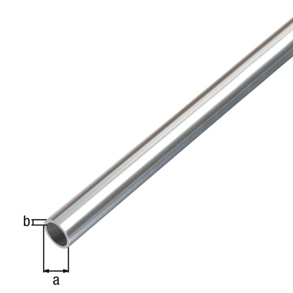 Round tube, Material: Aluminium, Surface: chrome design, Diameter: 15 mm, Material thickness: 1 mm, Length: 2000 mm