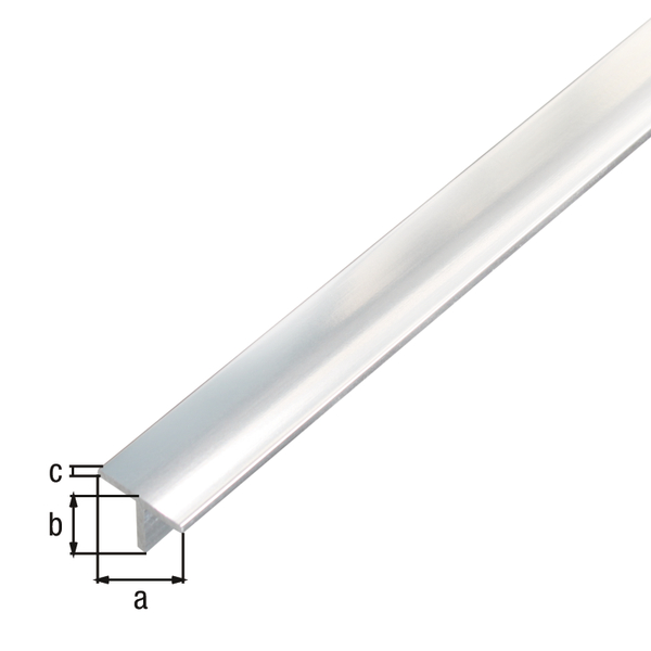 Perfil en T, Material: Aluminio, Superficie: diseño cromado, Anchura: 15 mm, Altura: 15 mm, Espesura del material: 1,5 mm, Longitud: 2000 mm