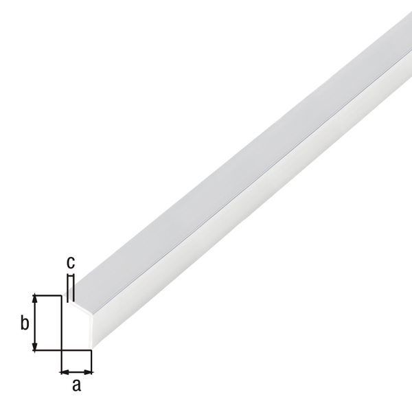 Angle profile, self-adhesive, with protective film, Material: Aluminium, Surface: chrome design, Width: 10 mm, Height: 10 mm, Material thickness: 1 mm, Type: equal sided, self-adhesive, Length: 2000 mm