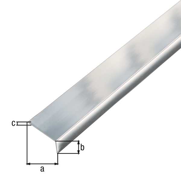 Angle profile, self-adhesive, Material: Aluminium, Surface: chrome design, Width: 15 mm, Height: 10 mm, Material thickness: 1 mm, Type: unequal sided, self-adhesive, Length: 1000 mm