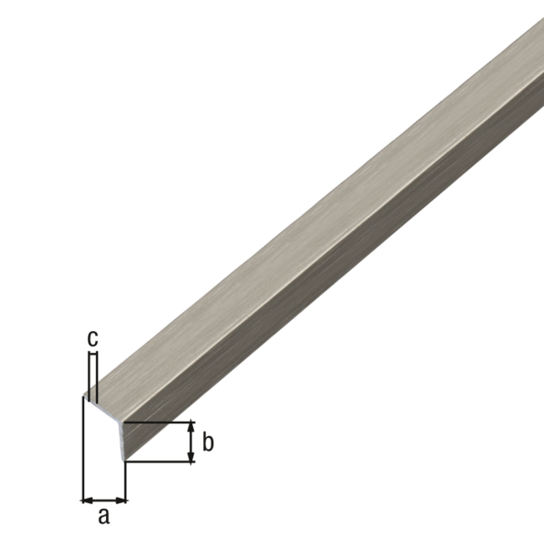 Angle profile, self-adhesive, Material: Aluminium, Surface: stainless steel design, dark, Width: 10 mm, Height: 10 mm, Material thickness: 1 mm, Type: equal sided, self-adhesive, Length: 1000 mm