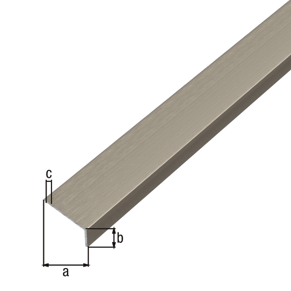 Angle profile, self-adhesive, Material: Aluminium, Surface: stainless steel design, dark, Width: 20 mm, Height: 10 mm, Material thickness: 1 mm, Type: unequal sided, self-adhesive, Length: 1000 mm