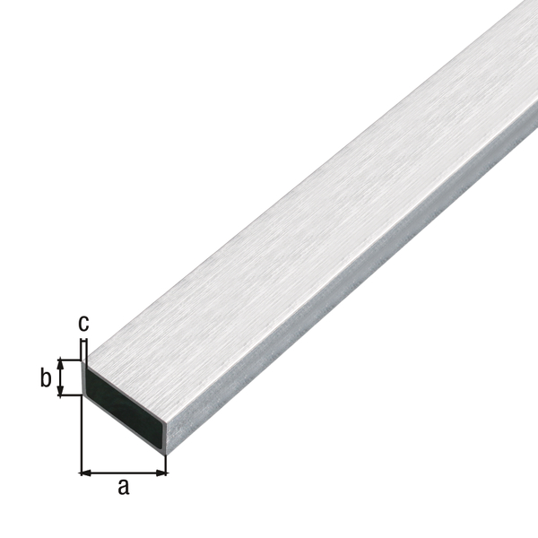 Tube rectangulaire, Matériau: Aluminium, Finition: design inox, clair, Largeur: 20 mm, Hauteur: 10 mm, Épaisseur du matériau: 1 mm, Longueur: 1000 mm