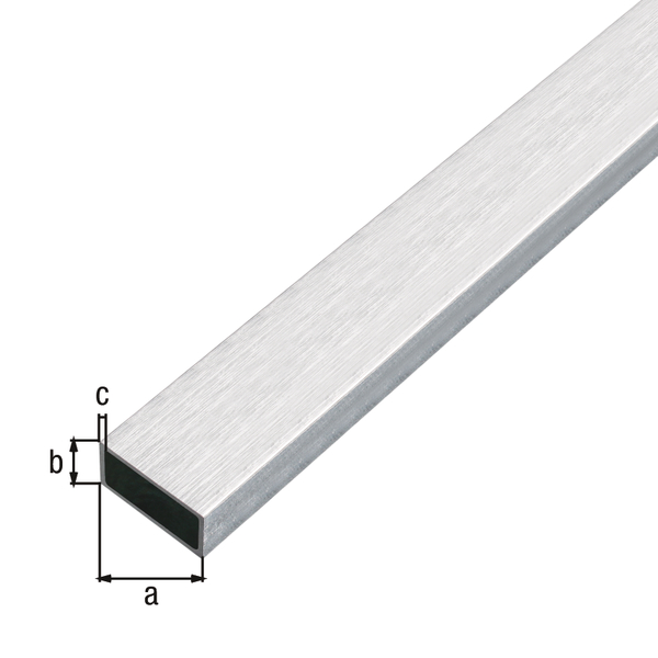 Perfil rectangular, con película de protección, Material: Aluminio, Superficie: diseño de acero inoxidable, claro, Anchura: 20 mm, Altura: 10 mm, Espesura del material: 1 mm, Longitud: 1000 mm