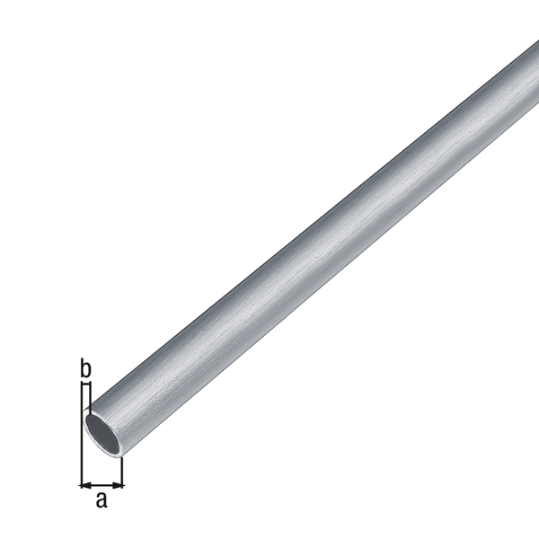 Profil okrągły, materiał: aluminium, powierzchnia: wygląd stali szlachetnej, jasna, Średnica: 8 mm, Grubość materiału: 1 mm, Długość: 1000 mm