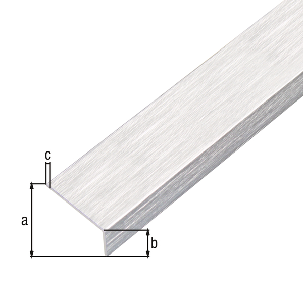 Angle profile, self-adhesive, Material: Aluminium, Surface: stainless steel design, light, Width: 15 mm, Height: 10 mm, Material thickness: 1 mm, Type: unequal sided, self-adhesive, Length: 2000 mm