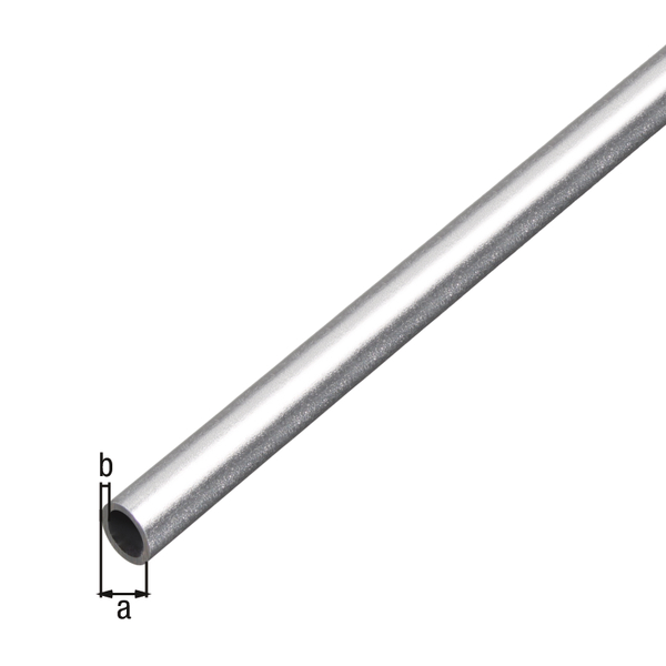 Perfil cilíndrico, Material: Aluminio, Superficie: granallado, plata, Diámetro: 8 mm, Espesura del material: 1 mm, Longitud: 1000 mm