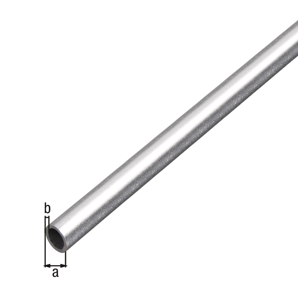 Rundrohr, mit Schutzfolie, Material: Aluminium, Oberfläche: kugelgestrahlt silber, Durchmesser: 15 mm, Materialstärke: 1 mm, Länge: 1000 mm