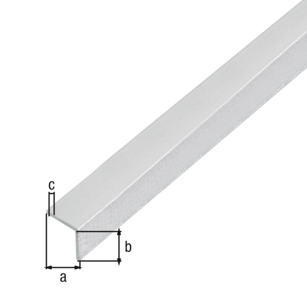 Perfil en ángulo, autoadhesivo, con película de protección, Material: Aluminio, Superficie: granallado, plata, Anchura: 10 mm, Altura: 10 mm, Espesura del material: 1 mm, Versión: lados iguales, autoadhesivo, Longitud: 1000 mm