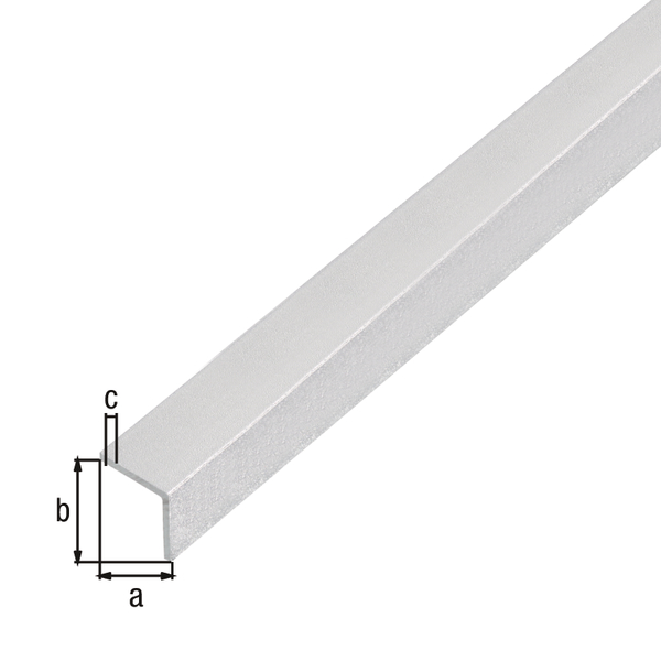 Angle profile, self-adhesive, Material: Aluminium, Surface: shot blasted, silver colour, Width: 15 mm, Height: 15 mm, Material thickness: 1 mm, Type: equal sided, self-adhesive, Length: 1000 mm