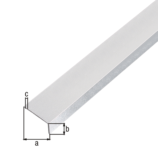 Angle profile, self-adhesive, Material: Aluminium, Surface: shot blasted, silver colour, Width: 20 mm, Height: 10 mm, Material thickness: 1 mm, Type: unequal sided, self-adhesive, Length: 1000 mm