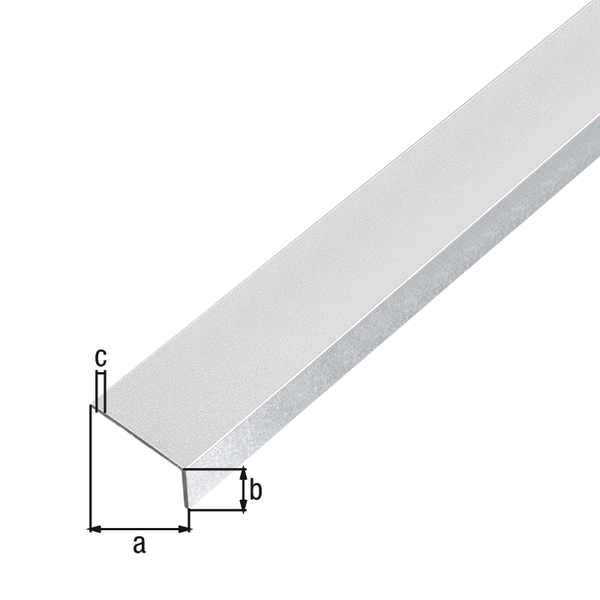 Cornière autoadhésive, Matériau: Aluminium, Finition: martelée argent, Largeur: 20 mm, Hauteur: 10 mm, Épaisseur du matériau: 1 mm, Version: côtés inégaux, autoadhésive, Longueur: 1000 mm