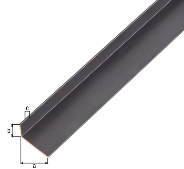 Angle profile, Material: Aluminium, Surface: black anodised, Width: 20 mm, Height: 10 mm, Material thickness: 1 mm, Type: unequal sided, Length: 1000 mm