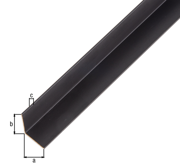 Winkelprofil, Material: Aluminium, Oberfläche: schwarz eloxiert, Breite: 15 mm, Höhe: 15 mm, Materialstärke: 1 mm, Ausführung: gleichschenklig, Länge: 2000 mm