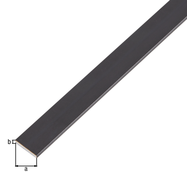 Flachstange, Material: Aluminium, Oberfläche: schwarz eloxiert, Breite: 15 mm, Materialstärke: 2 mm, Länge: 1000 mm