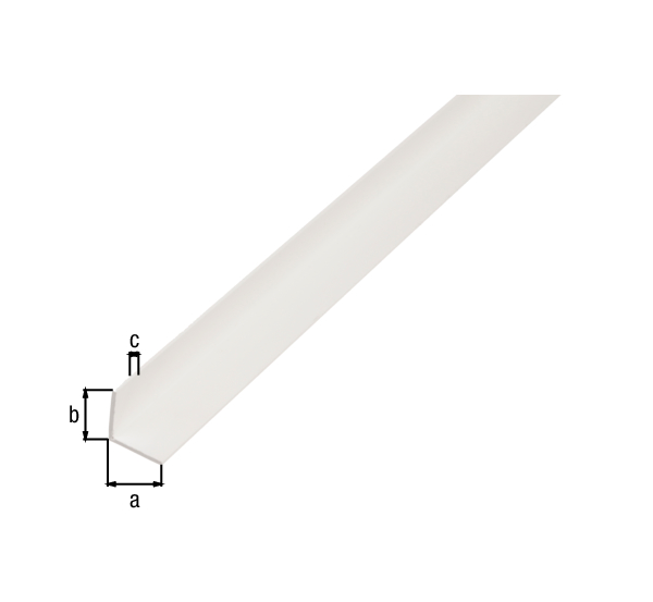 Cornière, Matériau: PVC, couleur : blanc, Largeur: 50 mm, Hauteur: 50 mm, Épaisseur du matériau: 1,2 mm, Version: côtés égaux, Longueur: 2600 mm