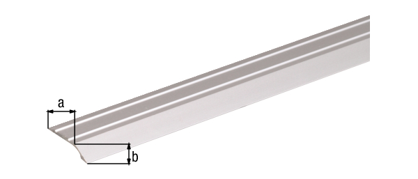 Barre de seuil autoadhésive, Matériau: Aluminium, Finition: couleur argent, anodisée, Largeur: 30 mm, Hauteur: 6 mm, Longueur: 900 mm, Épaisseur: 2,00 mm, Emballé SB