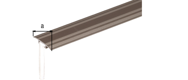 Barra de suelo, fijación oculta, Material: Aluminio, Superficie: anodizado acabado acero inoxidable, Anchura: 32 mm, Longitud: 900 mm, Espesura del material: 1,50 mm, Embalado SB